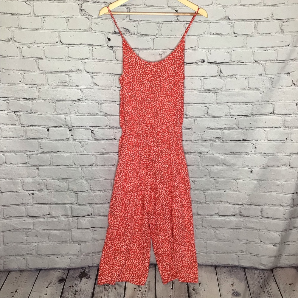 GAP Red Spaghetti Strap Cami Wide Leg Culotte Jumpsuit Medium